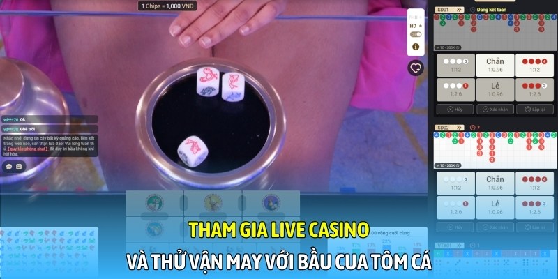 Tham gia live casino và thử vận may với Bầu cua tôm cá